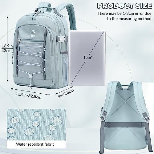 Lanola Travel Backpack Durable Middle Schoolbag Travel Bag for Men & Women Lightweight College Student Backpack - Gray Blue2