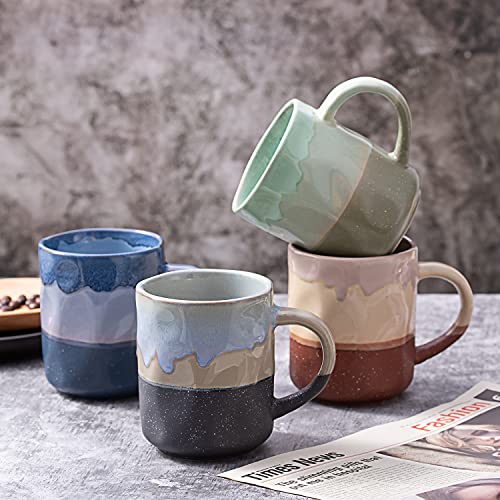 Cutiset 15 Ounce Ceramic Lava Mugs, Unique Glazed Microwave Safe And Oven Safe Coffee Mug Set Of 4, Multicolor #TOP6