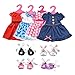 Lance Home 4 Abiti Vestito 4 Paia di Scarpe Grucce per 18 '' Bambole American Girl Accessori Regali per Bambino (12pz)