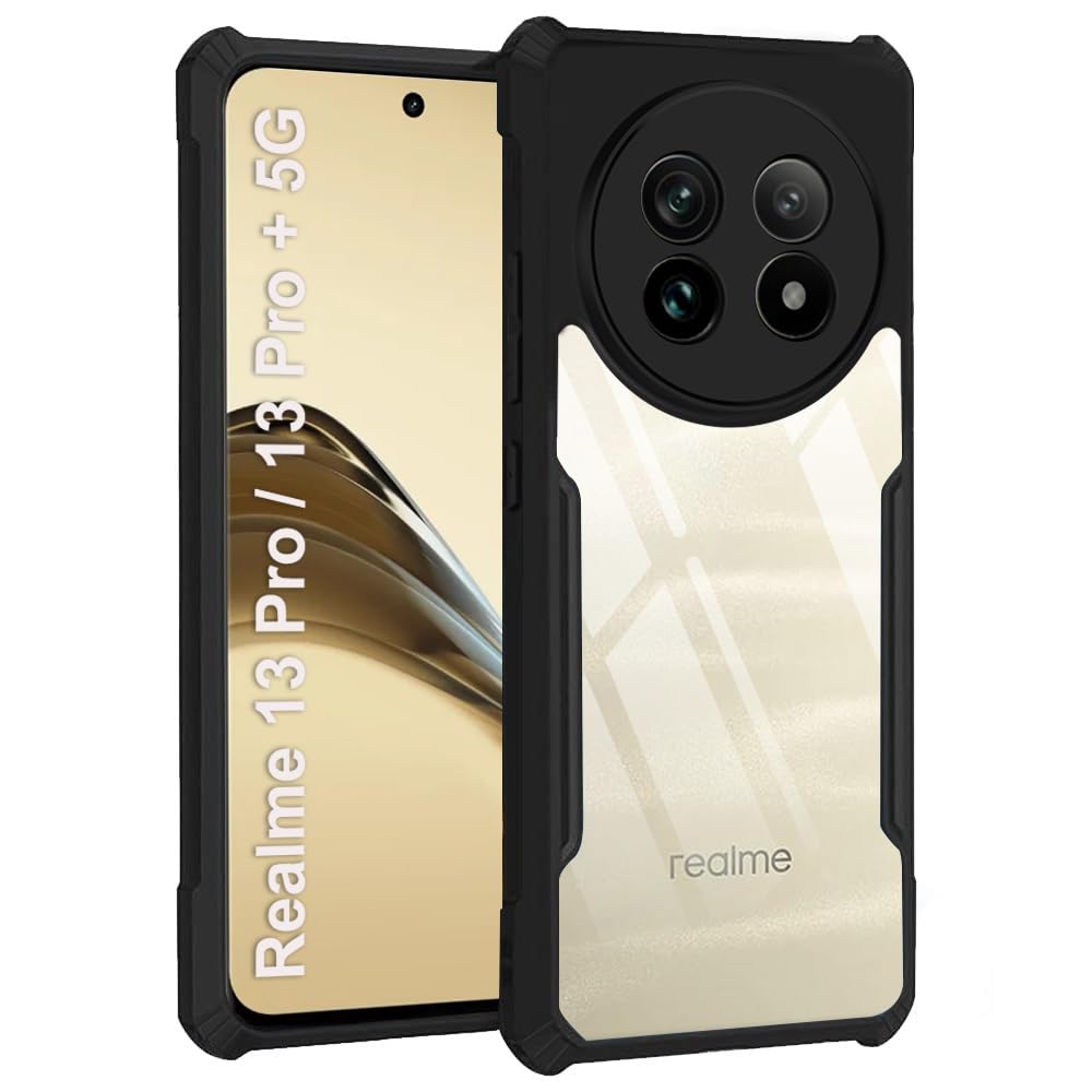 TheGiftKart ShockProof Crystal Clear Back Cover Case Compatible with Realme 13 Pro / 13 Pro Plus 5G | 360 Degree Protection | Transparent Back Case Compatible with Realme 13 Pro (PC&TPU, Black Bumper) (B0DBF5ZJ7H) Amazon Price History, Amazon Price Tracker