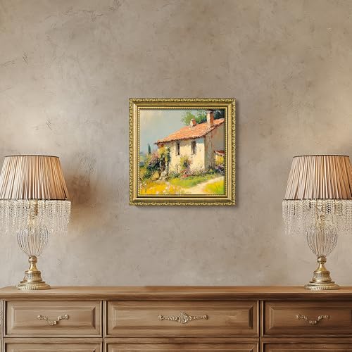 Image of eletecpro 8x8 Vintage Picture Frame, Glass Cover, Gold, 2-Pack | Display Photo 4x4 with Mat or 8x8 without, Tabletop or Wall Decor