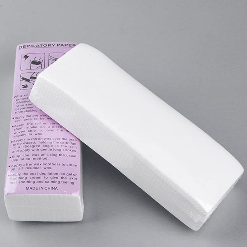 Professional Cotton Depilatory for Facial Body Hair Removal - 100 Pcs Waxing Strips Strong Easy to Tear