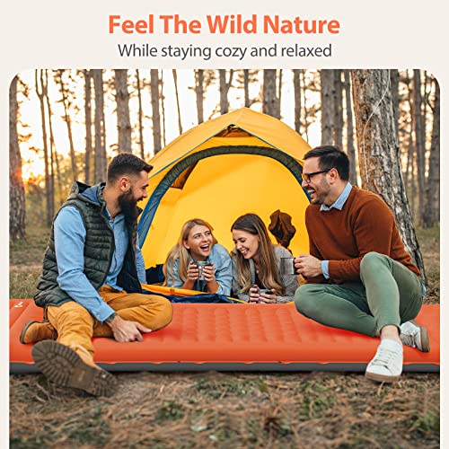 Qpau Camping Sleeping Pad, Camping Mat, Enhanced Support For Healthy Comfort Sleep, With Built-In Foot Pump, 4.7 Inch Durable Sleeping Mattress For Camping, Hiking, Backpacking And Home - Orange-1 #TOP5