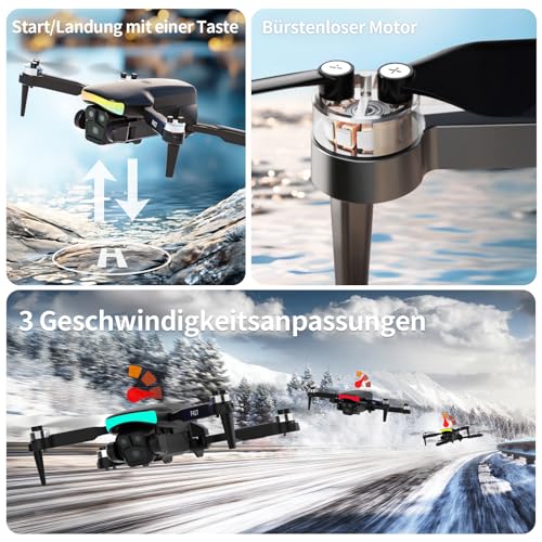F417 Drohne mit Kamera 1080P für Erwachsener,90° Einstellbar,RGB LED-Leiste,WiFi FPV Übertragung,Dual-Kamera Drones für Anfänger,Bürstenlos,RC Quadrocopter Ideal für Anfänger&Outdoor-Spaß,Handtasche – Bild 5