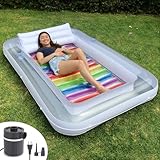 Inflatable Tanning Pool - White and Rainbow