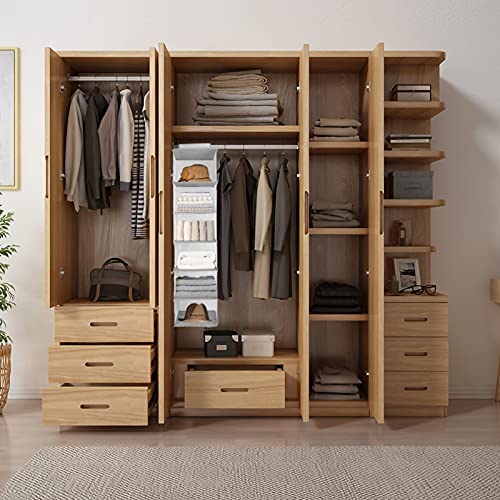 YINGGG Hängender Schrank Organizer Faltbares Hängendes Regal Hängeaufbewahrung Kleiderschrank mit 6 Fächern für Textilien hängender Stoffschrank für Pullover Kleidung,Grau,20 cm