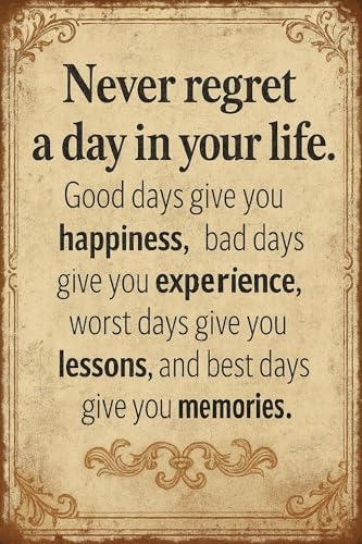 Vintage Never Regret Metal Sign