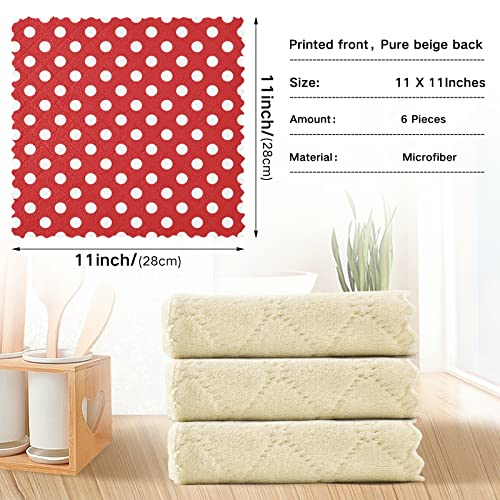 Cataku Red Polka Dots Microfiber Reusable Cleaning Cloths Kitchen Dish Cloths Dish Rags For Washing Dishes, Polka Dots Dish Towels Washcloths For Kitchen Drying thumb #1