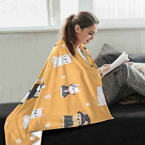Emelivor Cozy Throw Blankets For Couch - Cute Bulldog Puppy Super Soft Warm Blanket For Bed Sofa Used Lightweight Throws Size 50 X 60 In #TOP5