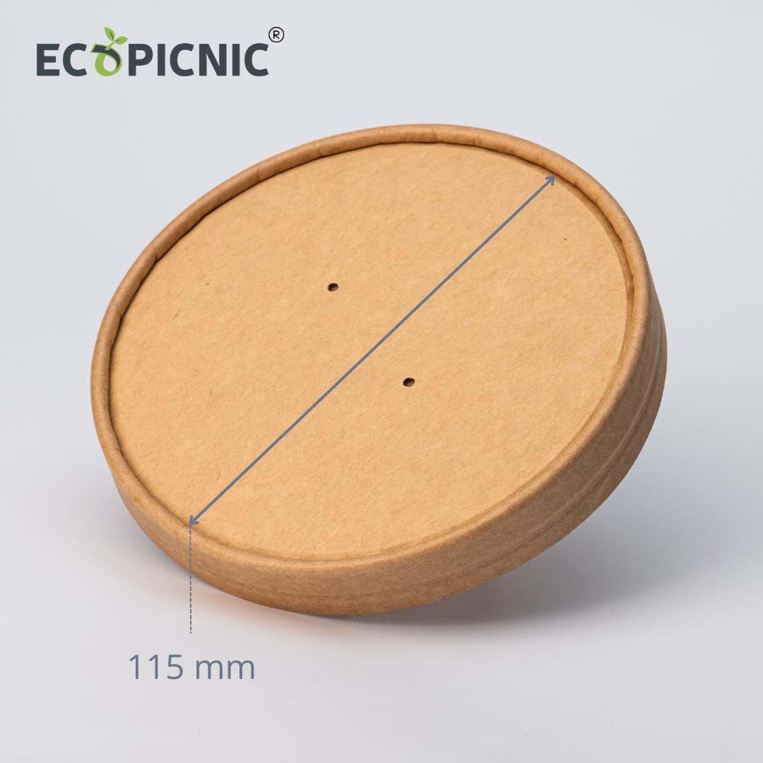 Ciotole in Carta Kraft 750 ml con Coperchio - Confezione da 50 Pezzi - Contenitori Monouso Biodegradabili per Zuppe e Alimenti da Asporto