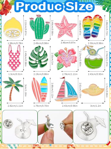 Image of JUNEBRUSHS 28PCS Summer Enamel Pins Cute Hawaiian Beach Brooch Pins for Summer Beach Theme Birthday Party Classroom Favor Supplies Exchange Gift Clothes Hat Accessories