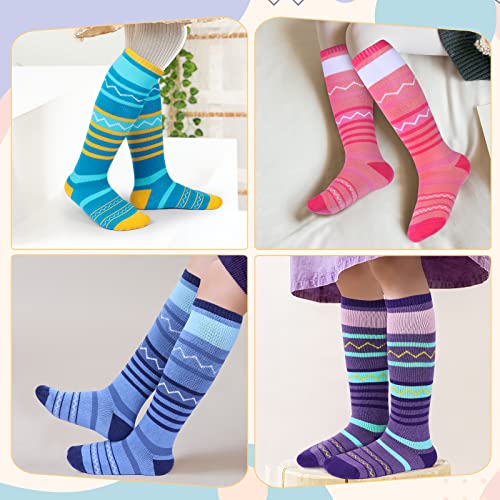 Kuyou Kids Ski Socks 2 Pair Skiing Socks Long Warm Knee High Winter Snow Skating Snowboarding Socks For 6-12 Years Old #TOP1