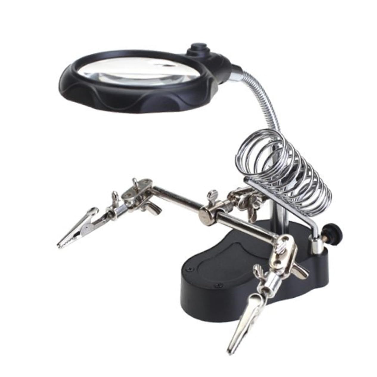 VALICLUD LED Magnifying Lens with Alligator Clips Stand Magnifier Light for Soldering and Hobby Work Durable Hard Construction