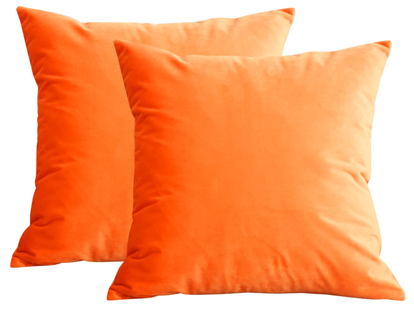 Lutanky Velvet Cushion covers (Pack of 2) Soft Throw Pillow Cases Decorative Square Cushion Cover for Sofa Home Decor 18" X 18" （45 x 45 cm (orange,2 Pieces)