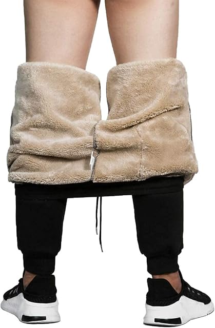 LKJHG Men's Casual Fleece Jogger Sweatpants Men Winter Warm Plush Trousers