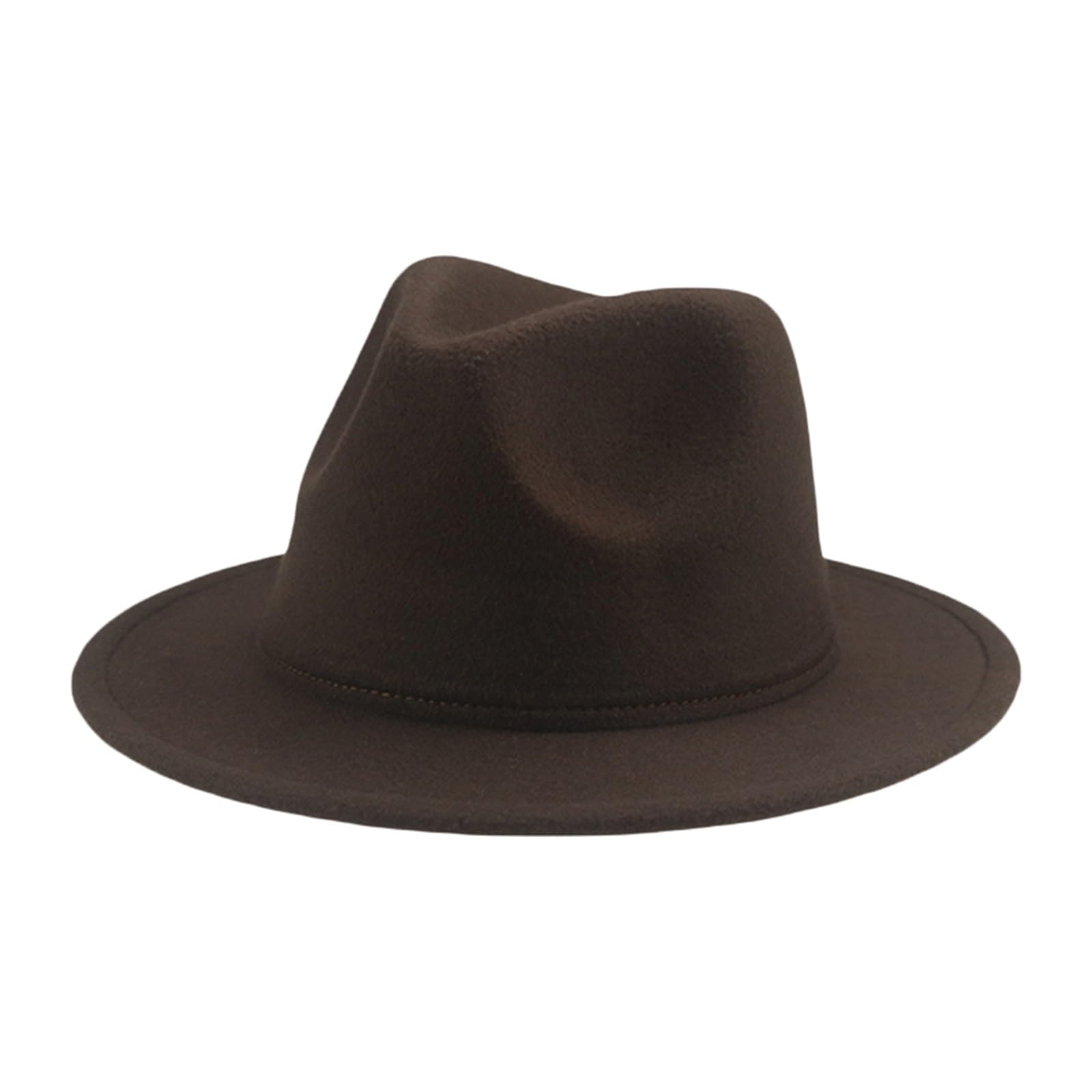 Unisex Kids Fedora Hat Children Jazz Hats Classic Wide Brim Panama Dress Hat for Boys Girls Holiday Party Accessories (Coffee, 4-10 Years)