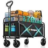 Ecogou Collapsible Wagon with Wheels, 370lbs Weight Capacity Foldable Beach...