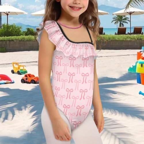 Image of Girls Swimsuit One Piece Ruffle Swimsuit Non-Slip Straps UPF 50+ for Girls Size 3-14 Years