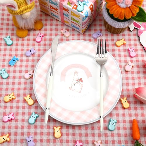 Image of JUNEBRUSHS Easter Decorations, 50 Pcs Tiny Easter Rabbits Resin Rabbits Flat Easter Rabbits Mini Rabbit Figurines Easter Egg Fillers for Easter Crafts Home Table Decor