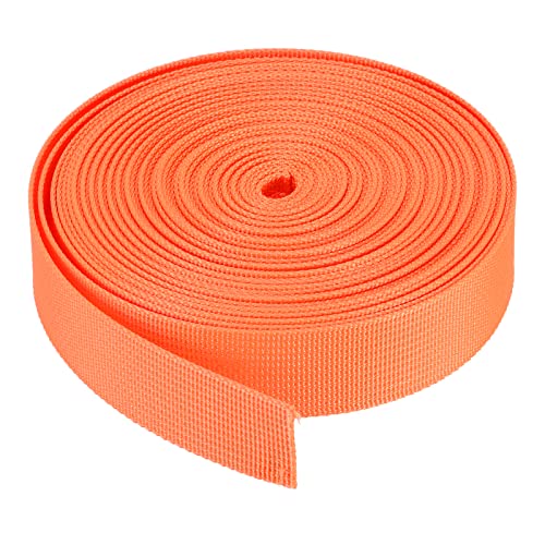 Image of MECCANIXITY Flat Nylon Webbing Strap 1 Inch 10 Yards Neon Orange for Backpack, Luggage-rack