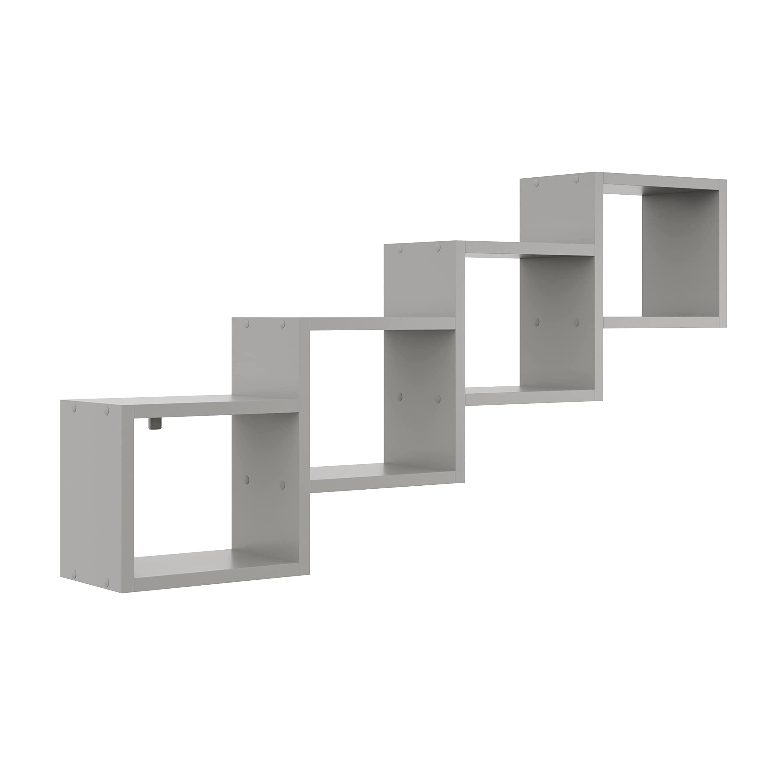 Scandian - Estantería flotante moderna con 4 niveles, 109 x 57 x 18 cm, para sala de estar, cocina, oficina, dormitorio, baño, estantería gris
