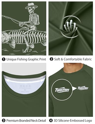 Image of Men's Rash Guard Long Sleeve, UPF 50+ UV Protection Sun Shirt, Quick Dry Lightweight T-Shirt for Fishing Swim Surf