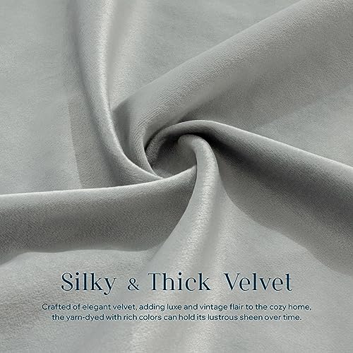 Phantoscope Pack of 2 Velvet Decorative Throw Decorative Pillow Cover Soft Solid Square Cushion Case for Couch Mist Grey 12 x 20 inches 30 x 50 cm