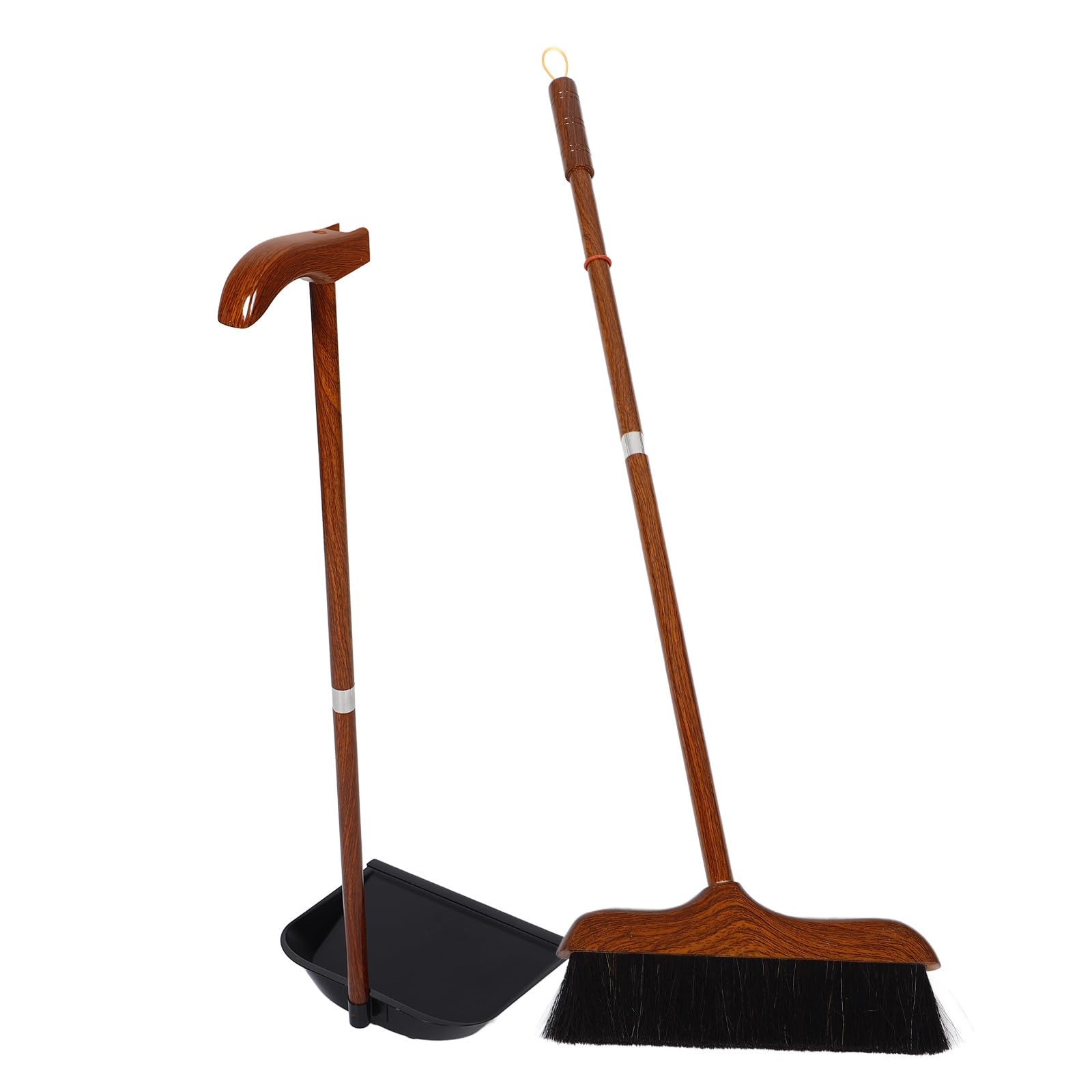 Escoba y Cerdas de Crin Mango Largo de Madera Recogedor | Escoba Limpieza Hogar, Suave Tipo de Suelos, Recogedor, para Cocina y Uso Doméstico