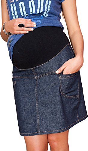 Mija - Gonna Denim Jeans Causal Premaman e Gravidanza 9060 (IT 50, Blu scuro)