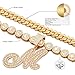 2pcs Cuban Link Chain for Women: Cursive Silver Initial Necklace & Iced Out Bling Diamond 14mm Cuban Chain Letter Name Hip Hop Jewelry (D, Gold)