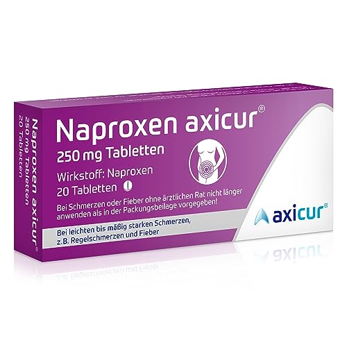 Naproxen axicur 250 mg Tabletten bei Regelschmerzen und den Begleitsymptomen wie z.B. Kopfschmerzen 10 Tabletten