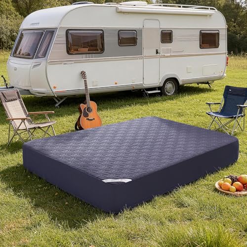 Image of BEDLORE Waterproof Mattress Protector, RV Queen Size Mattress Pad Noiseless with Deep Pocket 6 inch-18 inch Depth, Soft Breathable Dirt-Proof Bed Mattress Cover Washable (Navy Blue)