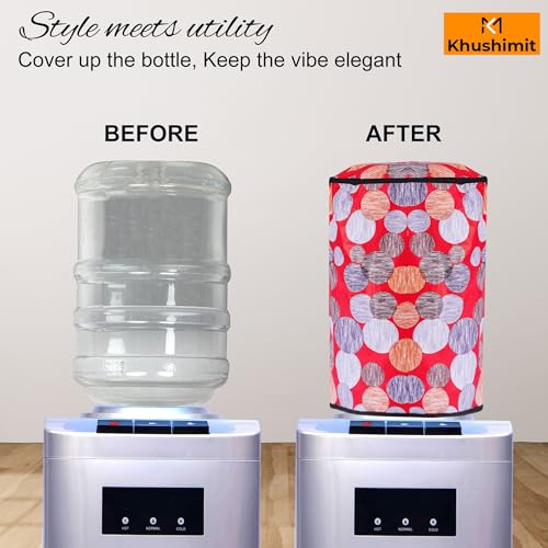 Image of Polyvinyl Chloride Printed Waterproof and Oil-Proof Water Dispenser Bottle Cover, 20L, (Multicolour) (20 liter Water Bottel Cover ) Pack of 1 Pics.