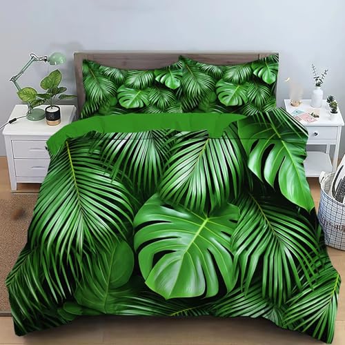 Housse de couette 200x200cm douce en motif feuilles de palmier pour un sommeil apaisé - 2