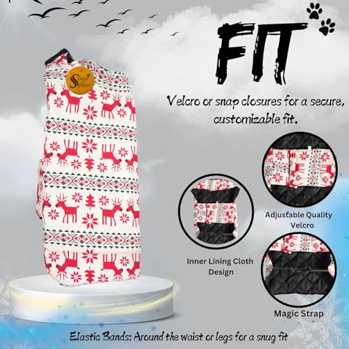 Image of Sage Square Winter Coloured Dog Coat - All-Weather Protection, Windproof, Waterproof Cozy Fleece Lining, Adjustable Straps, Durable, Stylish, Comfortable, Jacket (Red Dear Print, Medium)