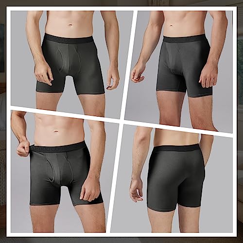 Image of BAMBOO COOL Men's Underwear Breathable Boxer Briefs with Fly Moisture-Wicking Lightweight Underwear 7-Pack