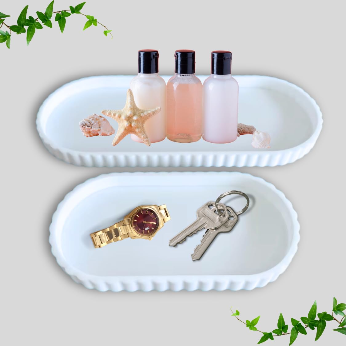 2 PCS Bathroom Vanity Organizer for Countertop, Shatterproof Tray for Counter,Bathroom,11.8