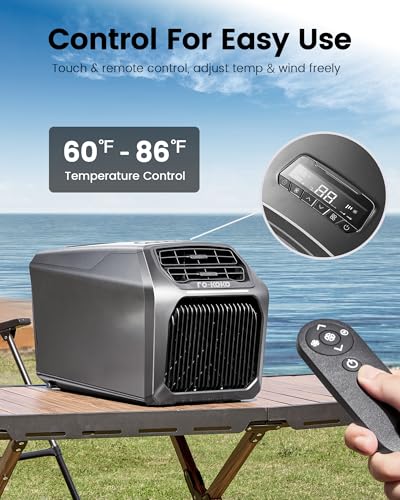FO-KOKO Dual Hose 6800 BTU Portable Camping Air Conditioner & Heating - 5-in-1 Compact Quiet AC Unit for Tent, RV, Van, Car, and Indoor Use - Image 6