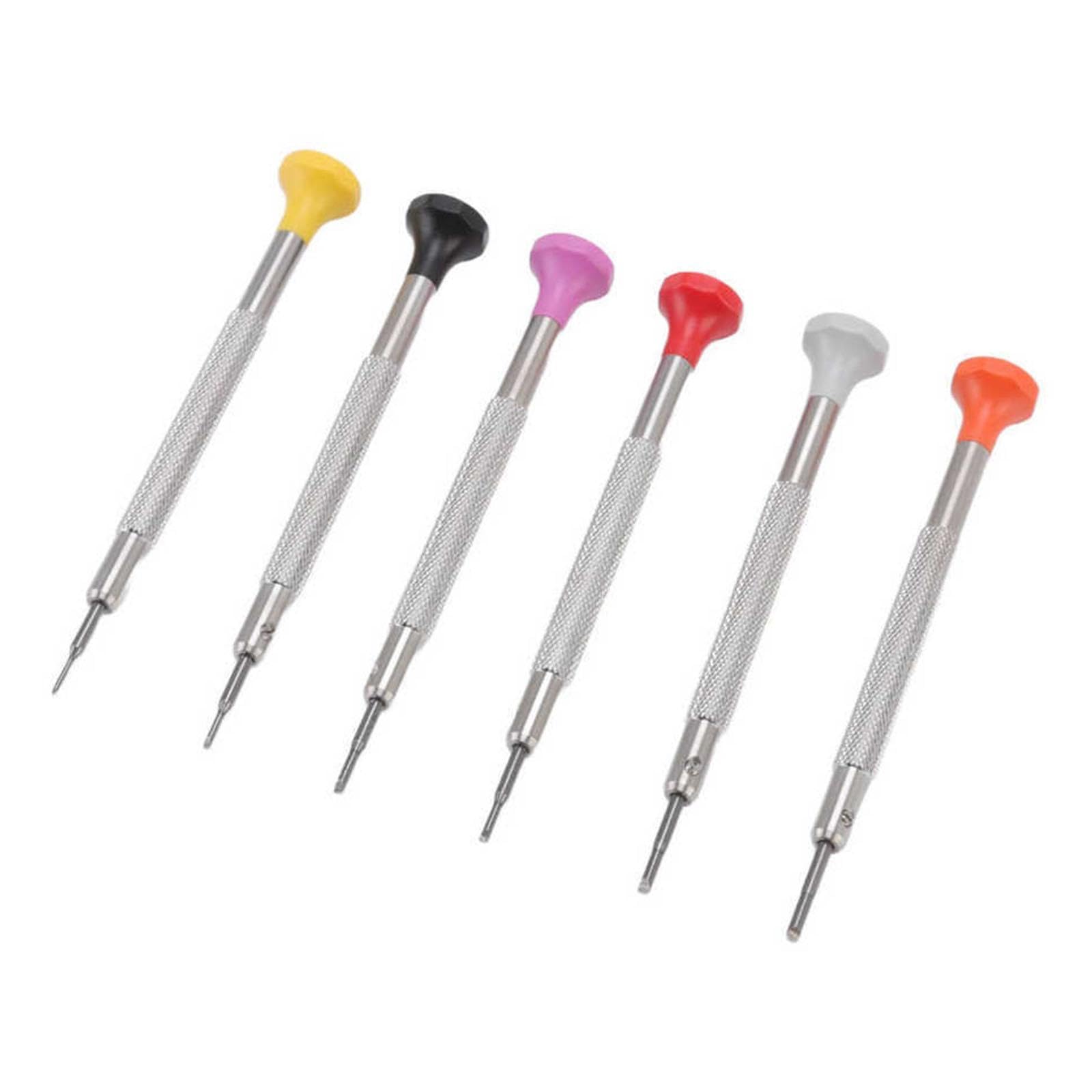 Oshhni Juego de destornilladores para relojes, herramienta de reparación de relojes, mango ergonómico, multiusos, portátil, precisión de 0,8-1,8 mm para