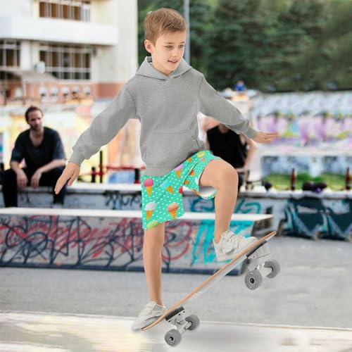 J JOYSAY Polka Dot Icecream Teal Boys Athletic Shorts Kids Youth Casual Shotrs with Pockets Elastic Waistband4