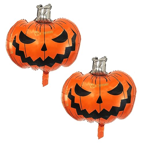 Image of Pumpkin Balloons Halloween Pumpkin Decorations 2pcs | Jumbo Scary Pumpkin Foil Balloons for Halloween Party Decorations