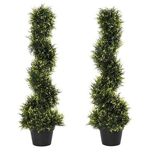 Outsunny Set of 2 Artificial Spiral Topiary Trees Cover