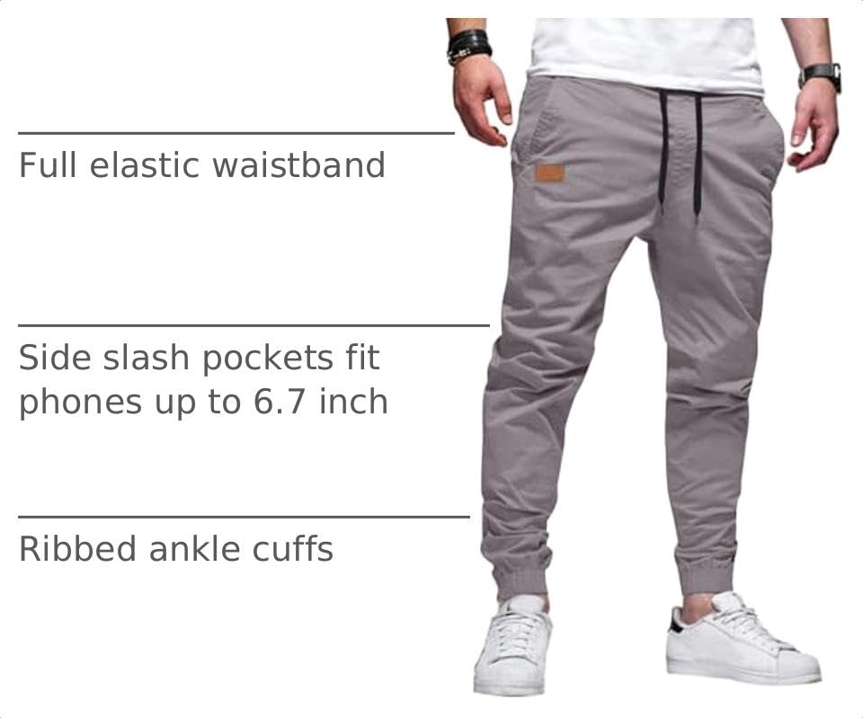 Image of JMIERR Mens Cotton Stretch Joggers Casual Twill Athletic Track Pants