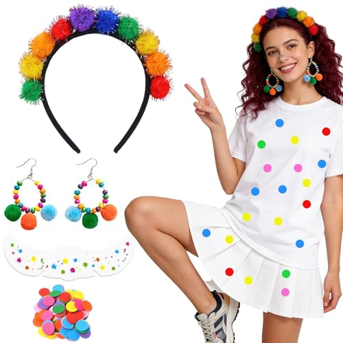 DTAOZFA Konfetti kostüm Damen Womens Confetti Costume konfetti kostüm damen Carnival Costume Women Kommt mit Gesichtsaufklebern