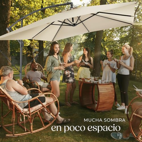 Sombrilla de playa con manivela manual y parasol terraza TecTake 7