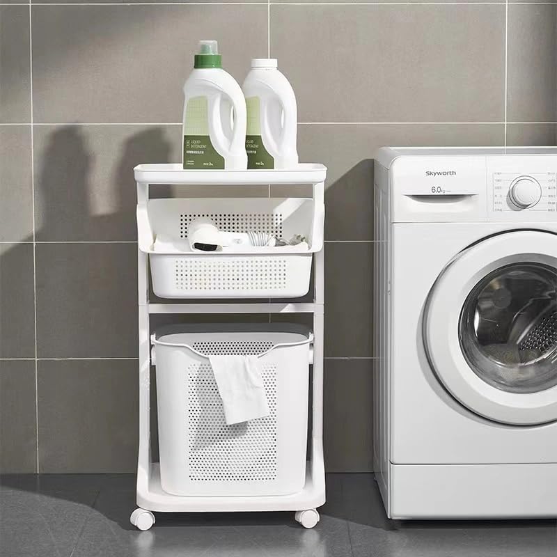 HomeStrap Laundry Magic Mover /2 Layer Laundry Basket With Wheels...