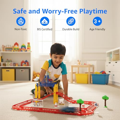 Image of Amazon Brand - Jam & Honey Avengers-Themed Car Track Small Set | DIY Loop Race Track with Cars | 360 Racing Fun | Safe & Durable | BIS Certified