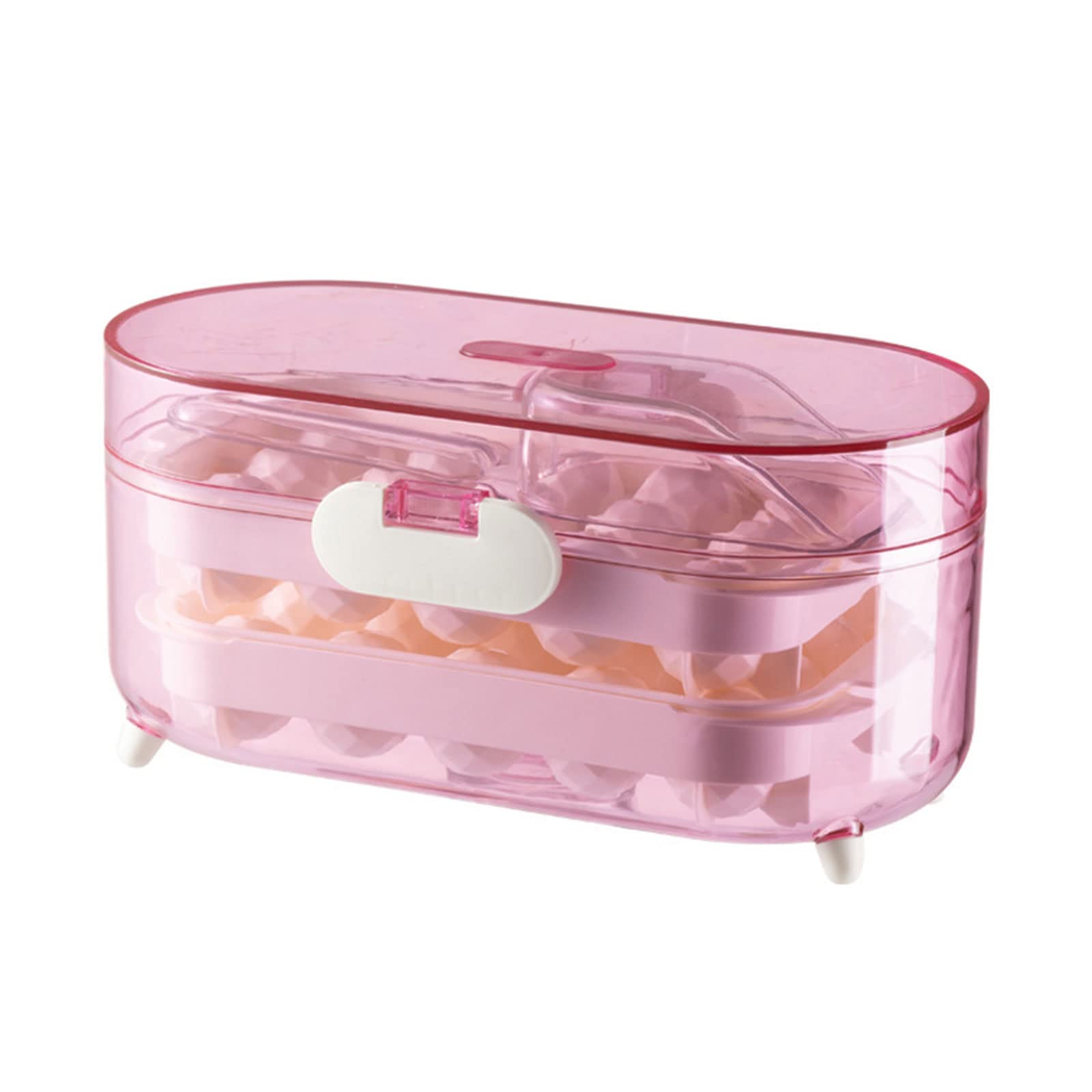 carotoe Double-Layer Round Ice Tray with Lid Mold Refrigerator Spherical for Fruit Pure Yogurt Molds for
