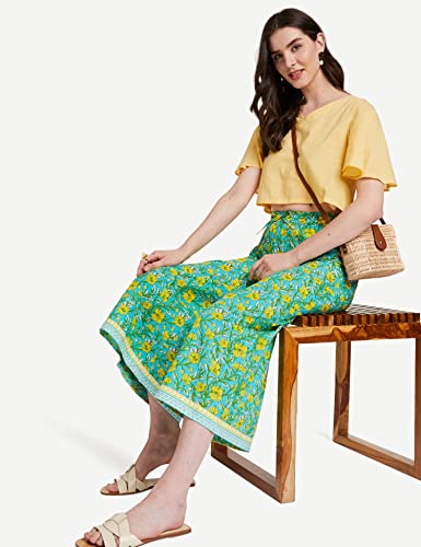 Image of Amazon Brand - Myx Women's High Rise Cotton Relaxed Fit Palazzo (Available in Plus Sizes)