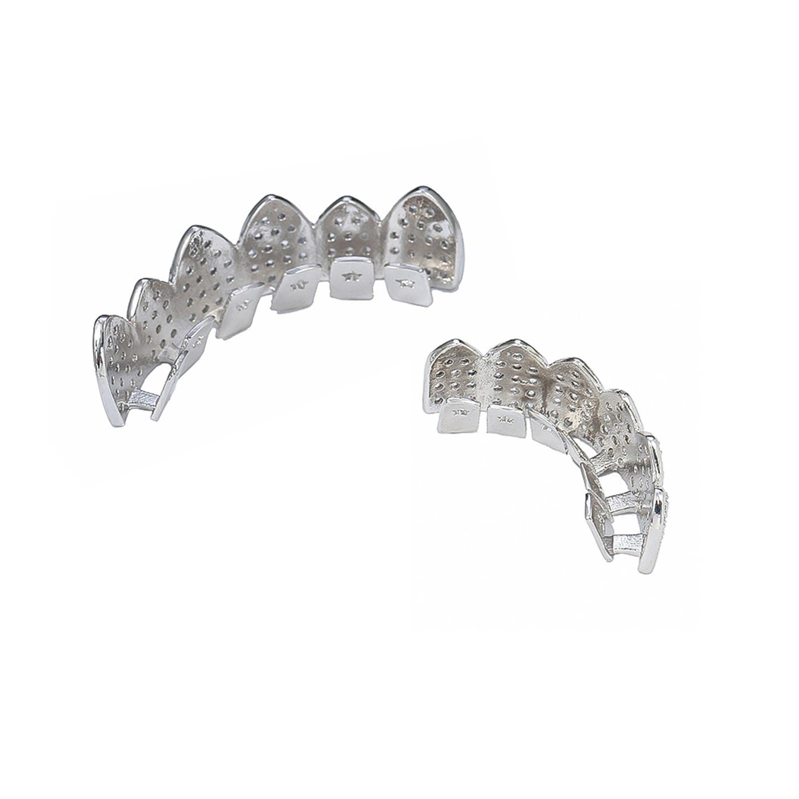 Hip Hop Teeth Grillz Iced Out Zircon Vampire Grills Top Bottom Grill zestaw dla mężczyzn kobiet
